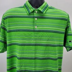 Tiger Woods Collection Nike Dri-Fit Mens Large Golf Polo Shirt Green Striped